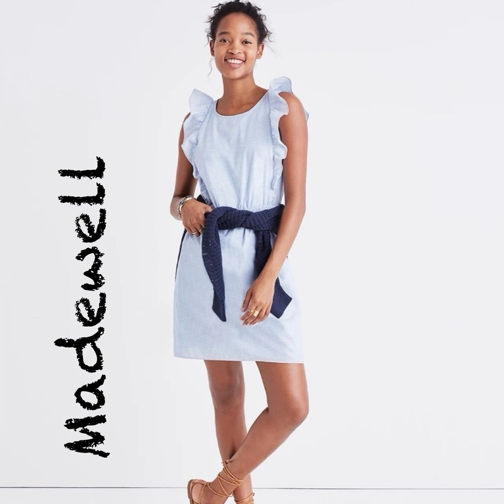 Madewell Bellflower Ruffled Dress Light Blue Size 6